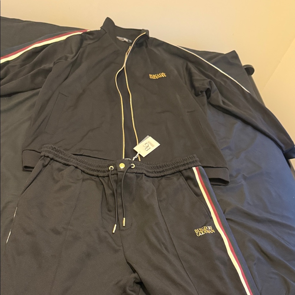 Kith X Bergdorf Goodman Mercer Tracksuit Black with Gold Accents